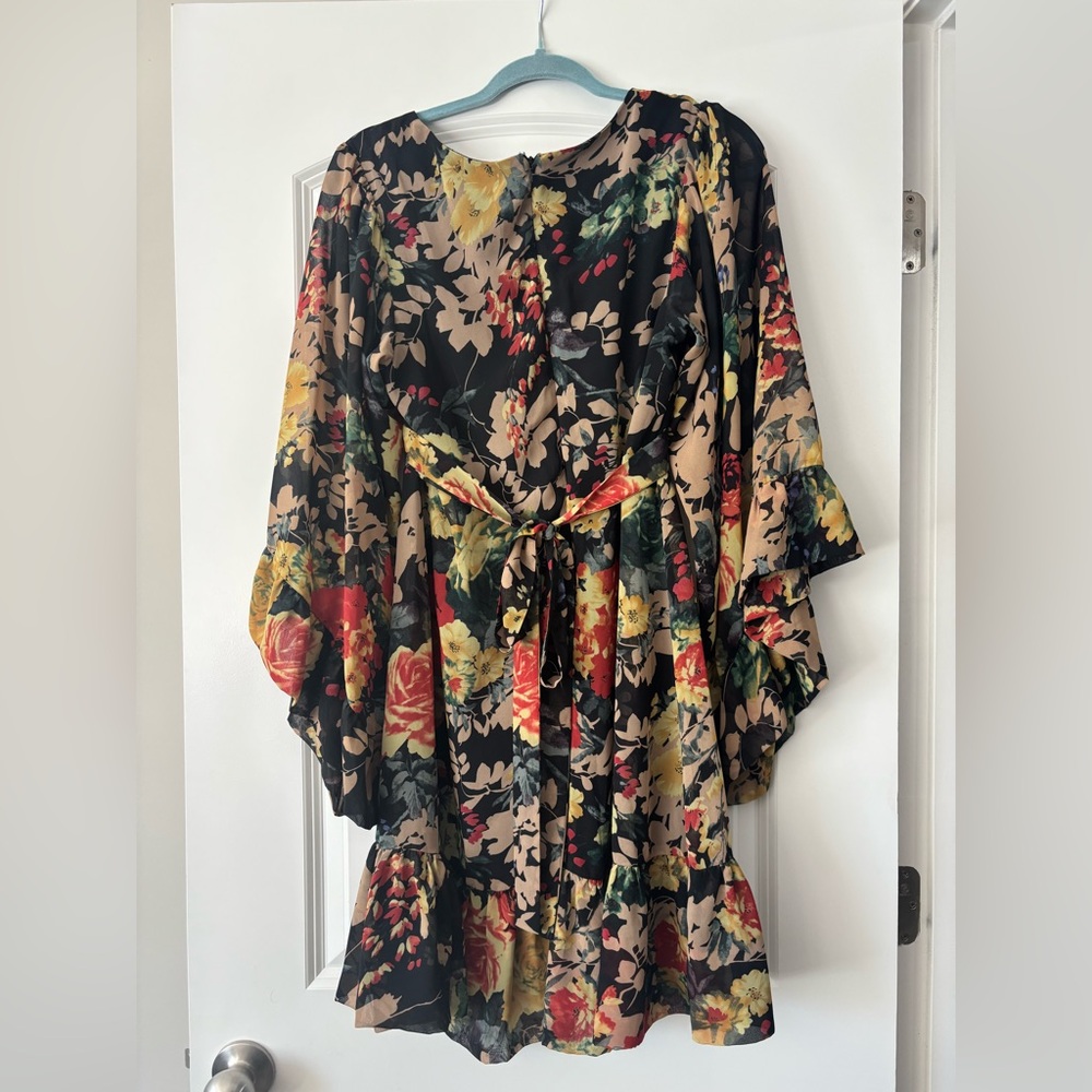 Betsey Johnson Black Floral Long Sleeve Dress - Picture 2 of 7